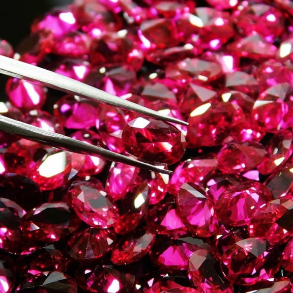 24 Pcs 7x5 mm Natural Untreated Red Ruby Oval CERTIFIED Gemstone Ring Size Lot