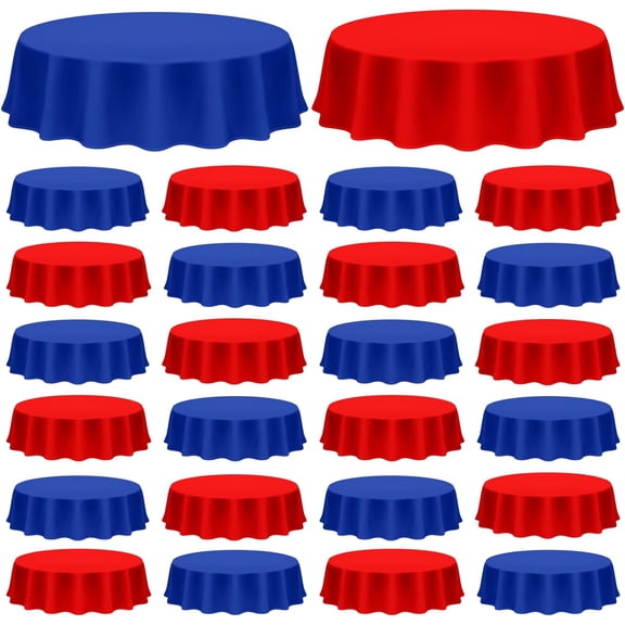 24 Pcs 84 Inch 4th of July Plastic Tablecloth 250 Anniversary Round Table USA Cover Patriotic Tablecloth Waterproof Plastic Table Cloth Disposable for Independence Day Memorial Party Supplies
