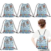 24 Pcs 8th Birthday Cartoon Robot Theme Drawstring Backpack, Lightweight Sports Sackpack for Daily Use, Travel, and Birthday Party Decorations 27x34cm