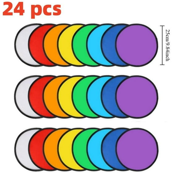 24 Pcs 9.84in Foldable Flying Disc Fans Set, Folding Pocket Toy Beach Summer Flying Disc for Fun Birthday Party Outdoor Activity Game,Textiles & Soft Furnishings