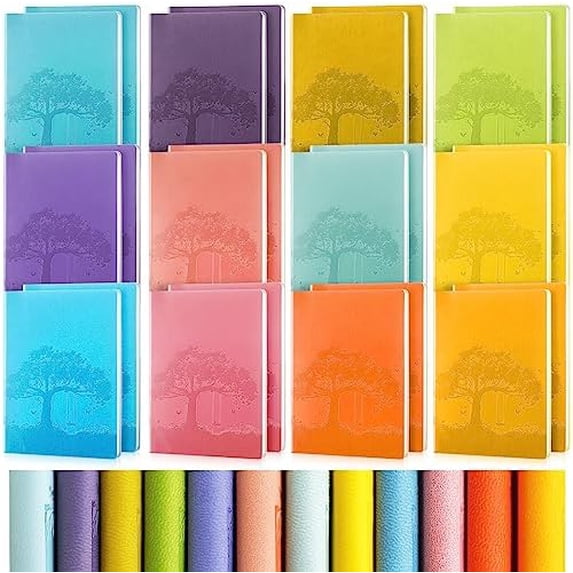 24 Pcs A5 PU Leather Journals Bulk Colorful Tree Lined Journal Notebook ...