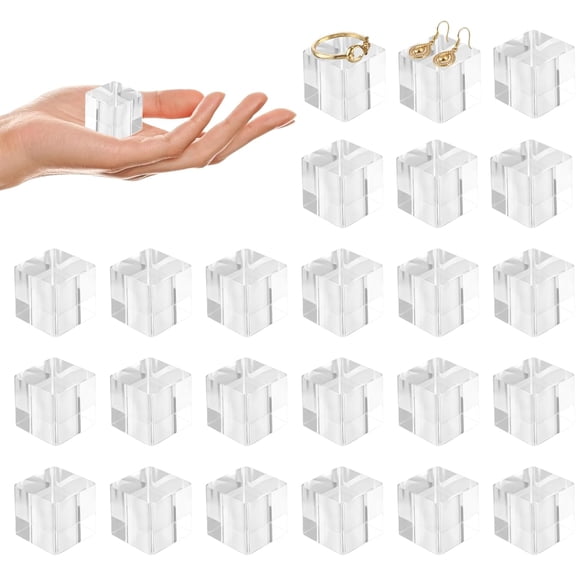 24 Pcs Acrylic Cubes for Display - 1 x 1 x 1 in Square Clear Cube Display Stands, Polished Transparent Floating Pedestal Holders, Suitable for Photography, Jewelry and Collectible Presentations