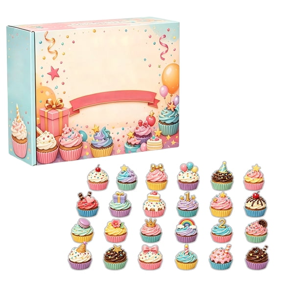 24 Pcs Acrylic Cupcake Advent Calendar Ornaments, Cute Pastel Dessert Hanging Charms for Christmas Tree Countdown, Kawaii Sweet Treats Decor for Girls Birthday Party DIY Craft Supplies Gift