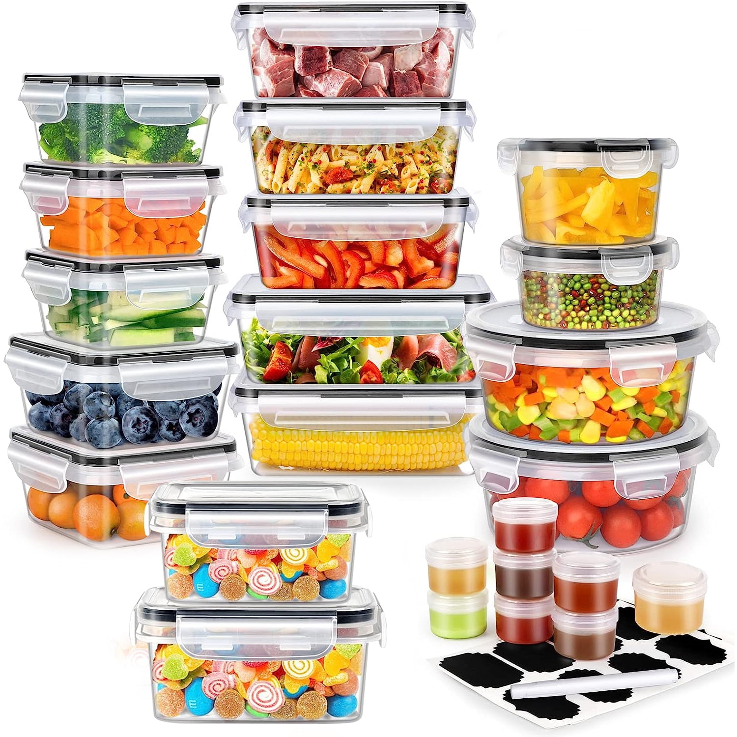 Nicole Home Collection 02050 Food Storage Round Container with Lid, Clear, 10 oz - 7 count