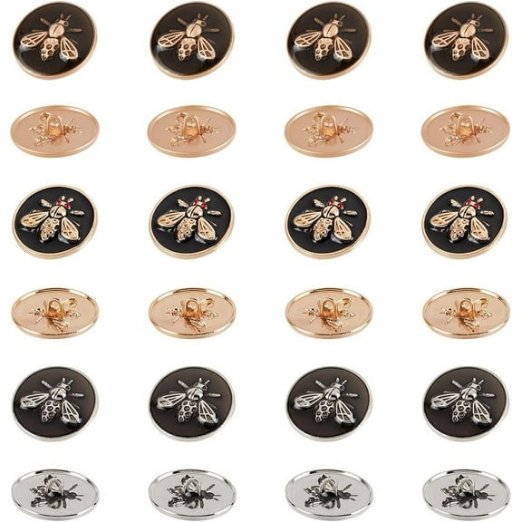 24 Pcs Alloy Enamel Shank Metal Blazer Buttons - 25mm Bees Pattern Flat Round Buttons for Blazer Suits Coats Uniform and Jacket - Mixed Color Making DIY
