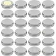 thumbnail image 1 of 24 Pcs Aluminum Round Cans with Lid and Labels,1 Oz Metal Tins Food Candle Containers with Screw Tops for Crafts, Food Storage, Aluminum Tin Cans for Beard Balms, Candles (Silver), 1 of 8