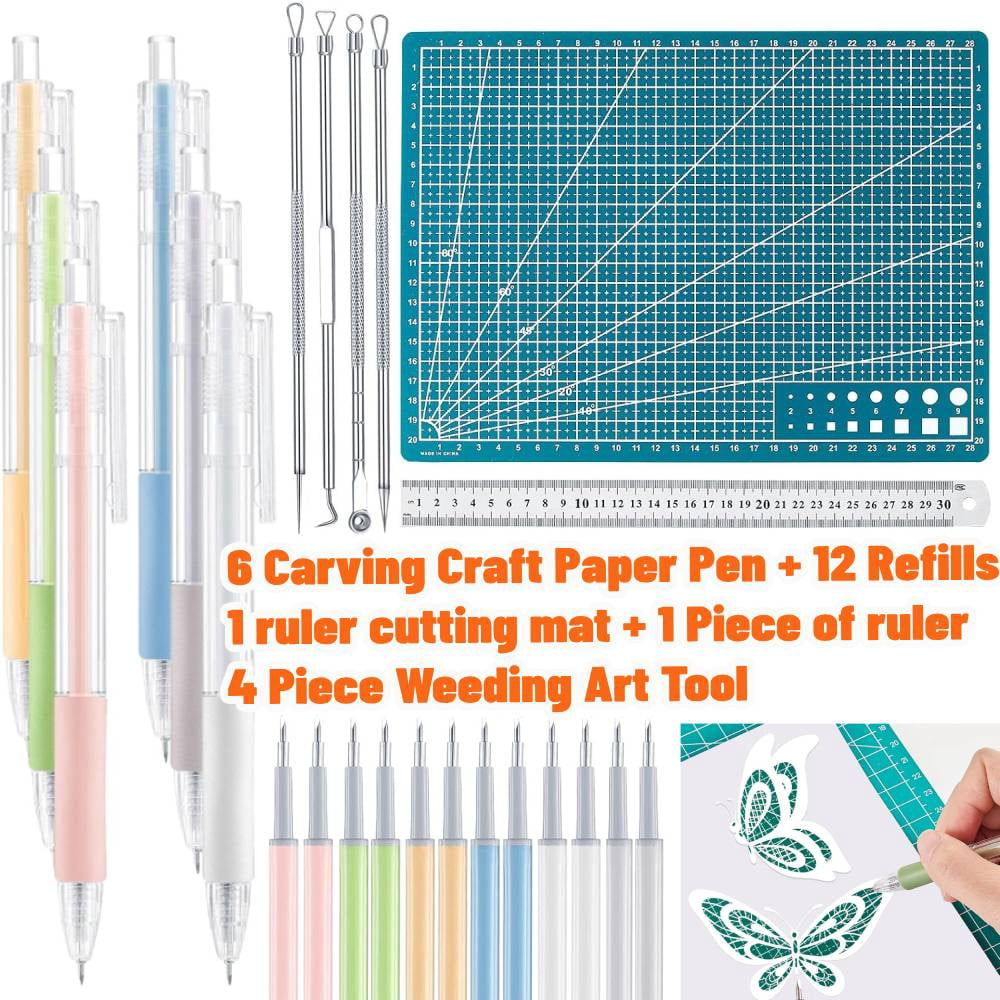 24 Pcs Art Cutting Tools Kit, 6 Carving Craft Paper Pen Cutting Tool+ ...