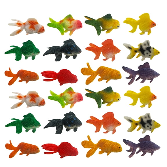 24 Pcs Artificial Goldfish Soft Glue Model Miniature Marine