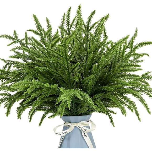 24 Pcs Artificial Norfolk Pine Stems & Branches - Duslogis 14.9" Realistic Christmas Greenery Stems for DIY Wreaths, Tree Decor & Holiday Crafts
