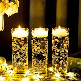 24‑Pcs Gold Artificial Faux Pearl String Garland, Floating Candle Vase Filler Beads for Centerpiece Decor, Wedding, Party & Holiday Home Ornaments