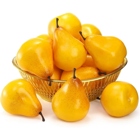 24 Pcs Artificial Pears, Lifelike Yellow Fake Pears, Vivid Simulation Fruit Pears for Home Supermarket Restaurant Wedding Party Holiday Decoration, Photography Props