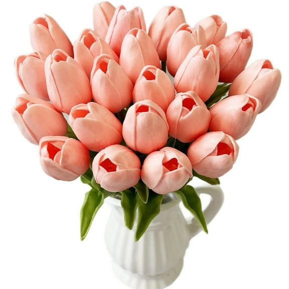 24 Pcs Artificial Tulip Flowers Real Touch,for Floral Arrangement Wedding Table Decoration Mother Gift