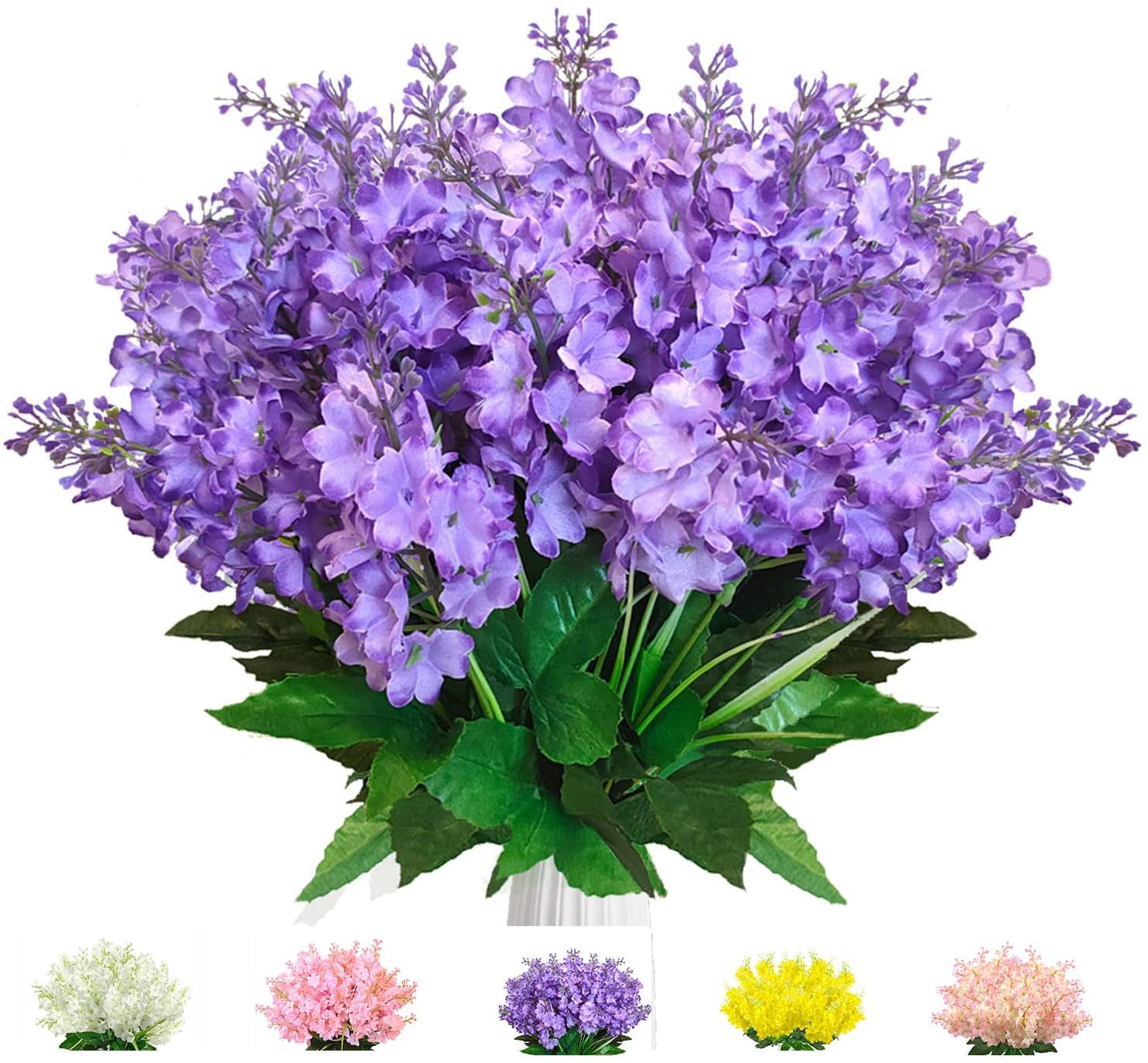 24 Pcs Artificial Wisteria Flowers for Outdoor 13.8'' Faux Hyacinth Flowers for Home Porch Decoration Fake Silk Floral for Wedding Spring Garden Fence Porch Outsides Decor, Light Purple