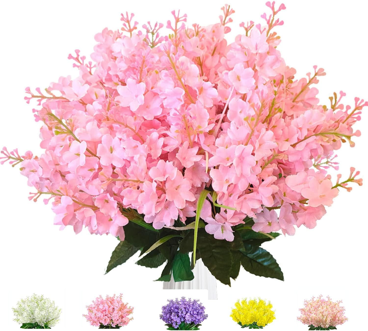 24 Pcs Artificial Wisteria Flowers for Outdoor 13.8'' Faux Hyacinth Flowers for Home Porch Decoration Fake Silk Floral for Wedding Spring Garden Fence Porch Outsides Decor,Pink