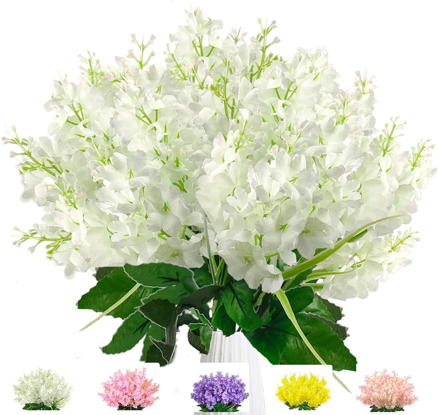 24 Pcs Artificial Wisteria Flowers for Outdoor 13.8'' Faux Hyacinth Flowers for Home Porch Decoration Fake Silk Floral for Wedding Spring Garden Fence Porch Outsides Decor, White
