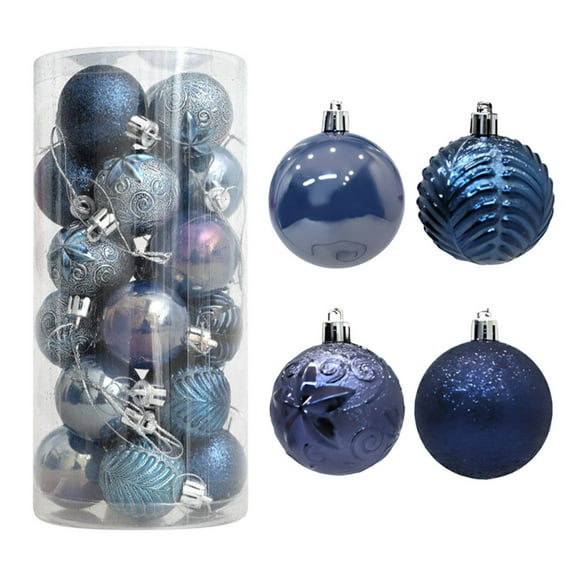 24 Pcs Assorted Christmas Ball Ornaments Christmas Tree Bulbs Decorations Glitter Hanging Balls for Xmas Tree Holiday Party Indoor Decor