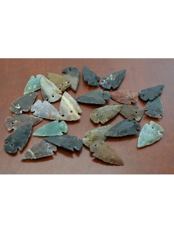 24 Pcs Assortment Agate Stone Spear Arrowheads Pendants 1" - 1 1/2"