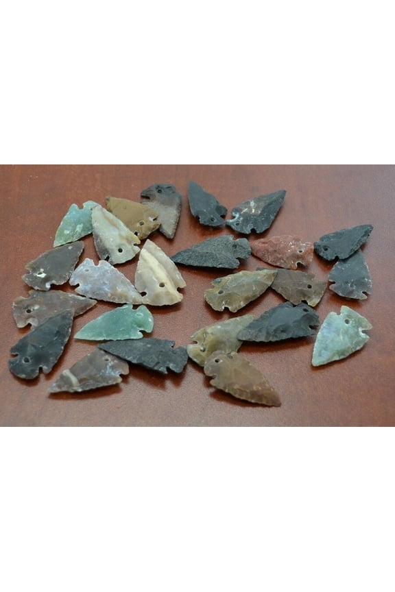 24 Pcs Assortment Agate Stone Spear Arrowheads Pendants 1" - 1 1/2"