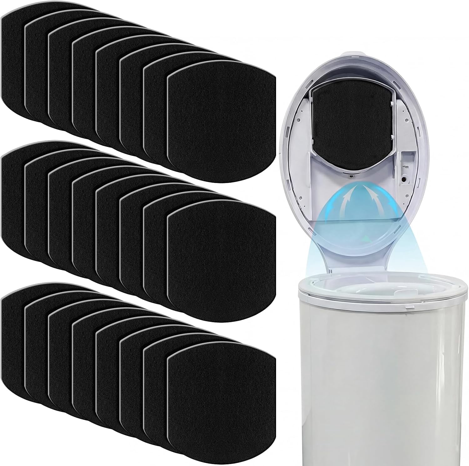 24 Pcs Baby Diaper Pail Deodorizer Compatible with Ubbi Diaper Pail Activated Charcoal Odor Absorbing Filters Refills for Natural Odor Eliminating No Smell