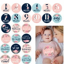 24 Pcs 4×4 inch Baby Monthly Milestone Stickers 0-12 Months, Newborn Photo Blanket, Holiday & Skills Stickers, Matte & Waterproof