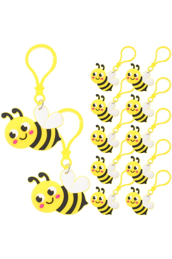 HEMOTON Cute Bee Keychains with Sturdy PVC Material Perfect for Decor Assorted Color Compact Lightweight Design Fits Bags 24pcs