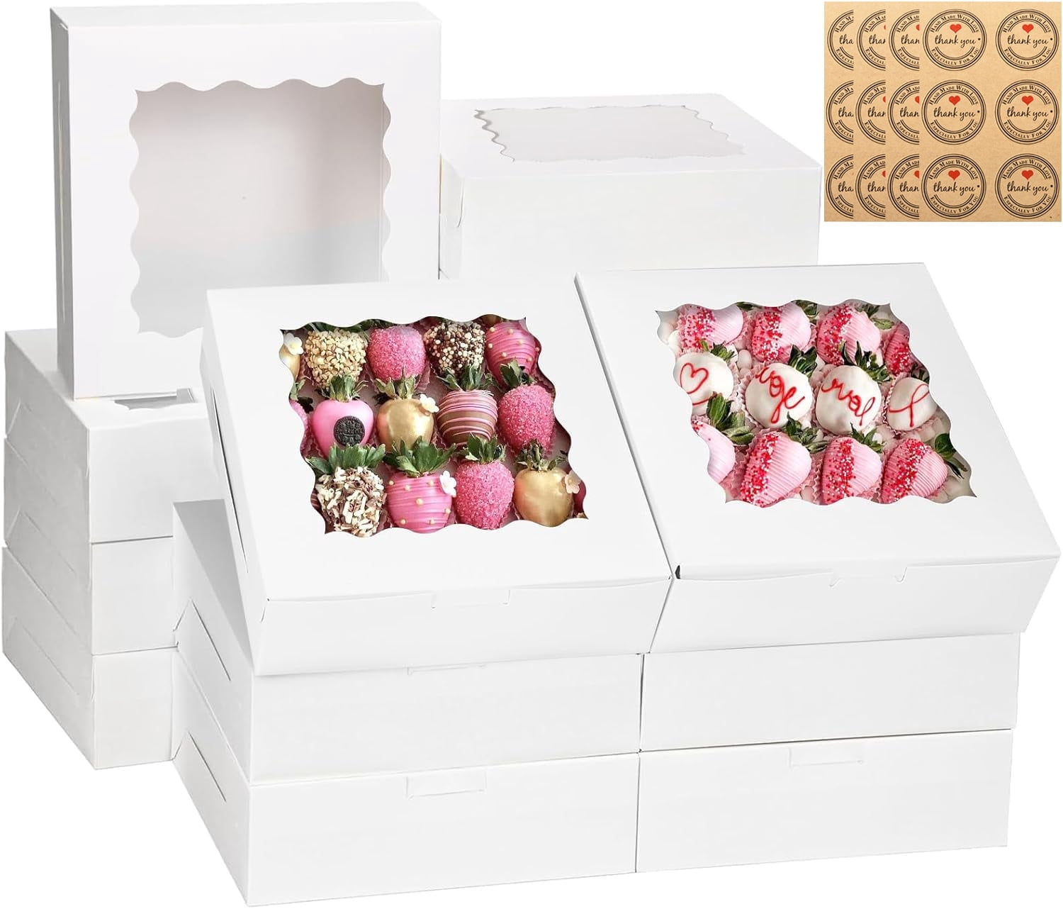 RICHTOP Bakery Boxes, 8x8x2.5 with Window, 24ct, White - Walmart.com