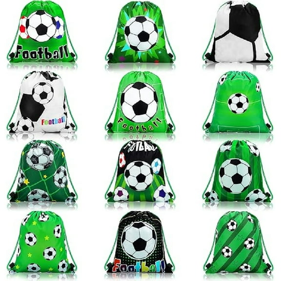 24 Pcs Baseball Soccer Party Favor Bags Drawstring Soccer Candy Goodies Treat Bags Supplies