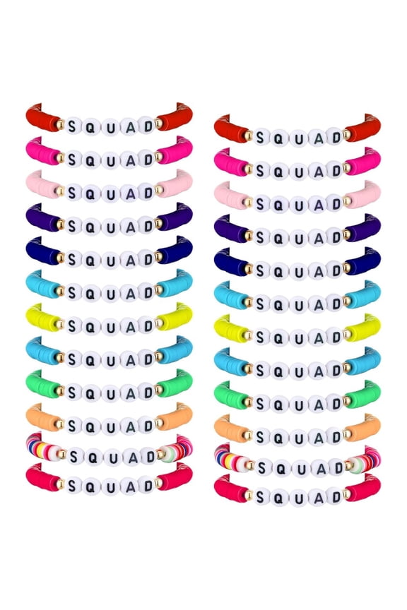 24 Pcs Beaded Friendship Bracelets Set, Colorful Word Design Adjustable Bracelets, Stackable Jewelry Gifts for Women Teens for Christmas Birthday Party Favors