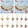 thumbnail image 1 of 24 Pcs Bee Potted Plants Stitch Markers Alloy Enamel Crochet Stitch Marker Charms 304 Stainless Steel Clasp Locking Stitch Marker for Knitting Weaving Sewing Jewelry Making HJEW-AB00042-US6 for DIY, 1 of 6