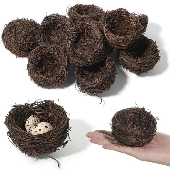24 Pack Artificial Rattan Bird Nests - 3" Realistic Handwoven Decor for Centerpieces, Displays & Wedding Decor | Bulk Craft Supplies for Home, Garden, Photography
