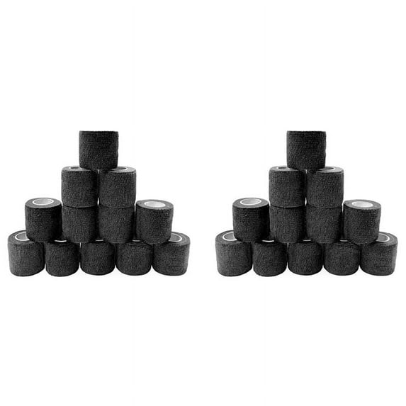 24 Pcs Black Elastic Self-Adhesive Bandage 5 cm Sports Fixed Elastic Bandage for Sports Injuries and Pet Treatment