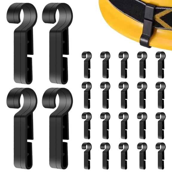 24 Pcs Black Hard Hat Light Clips, Secure Headlamp Mounting Holder for Construction Safety Helmets, Easy Install Accessory Hooks