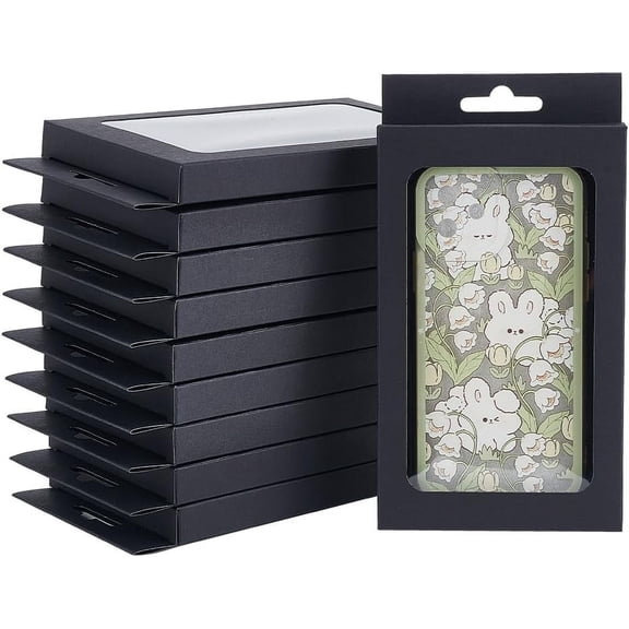 24 Pcs Black Kraft Gift Box 4.10.67.8 Inch Cookie Packaging Boxes with PVC Visible Window Kraft Treat Boxes Fold Paper Boxes for Party Favor Treats Bakery and Jewelry Packaging for DIY