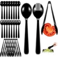 thumbnail image 1 of 24 Pcs Black Serving Utensils Set For Parties - 8 Tongs, 8 Spoons, 8 Forks - Heavy Duty Plastic Disposable Serving Utensils Set for Buffet, Wedding, Holiday Events Catering Supplies, 1 of 4