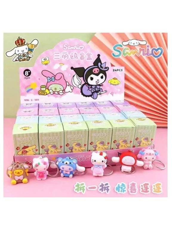 24 Pcs Blind Box Figure Keychain Set, Collectible Mini Character Key Chain Toys, Surprise Mystery Box Party Favor Birthday Gift
