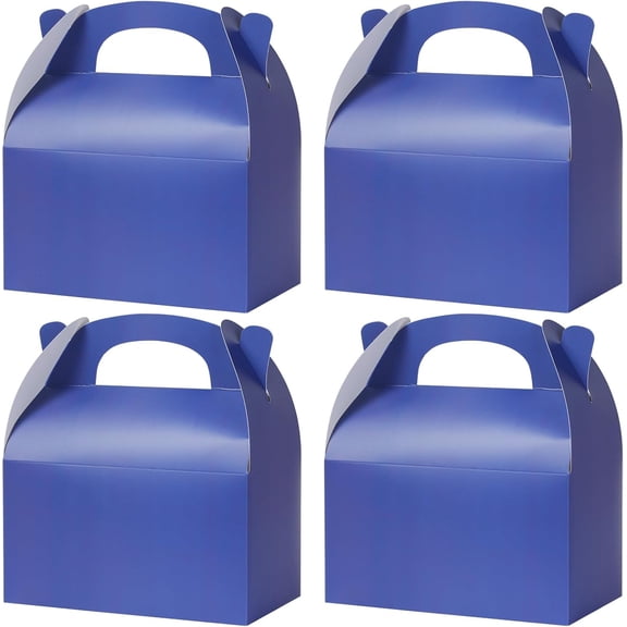 24 Pcs Blue Party Favor Treat Boxes, Blue Paper Candy Gift Gable Boxes for Party Favors, Goodie Box for Birthday Wedding Baby Shower Ocean Graduation Parties Supplies Decorations, 6 x 3.5 x 3 Inches