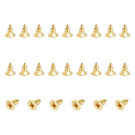 24 Pcs Brass Screws, M4 x 8mm Solid Phillips Flat Head Self-Tapping Wood Screw Fasteners for Woodworking Furniture Repair Photo Frame Drywall Home Appliances