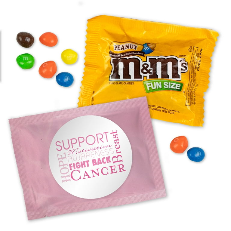24 Pcs Breast Cancer Awareness Peanut M&M's Candy Favor Packs - Milk  Chocolate - Word Cloud 