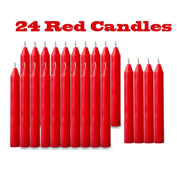 24 Pcs Bulk Red Christmas Tree Candles Chime,Pyramid,Carousel- 4 Inch X 1/2 Inch