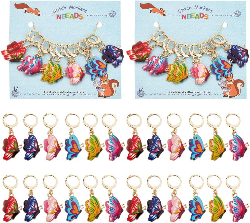 24 Pcs Butterfly Stitch Markers, Enamel Alloy Crochet Stitch Marker