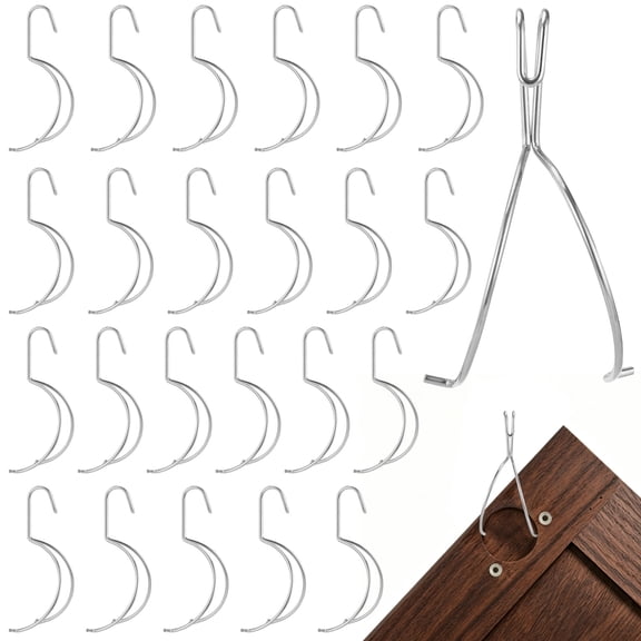24 Pcs Cabinet Door Painting Hangers, Metal Spray Painting Hanging Hooks, Stainless Steel Hinge Hole Drying Hooks, Double Wire Drying Racks for Refinishing, Woodworking