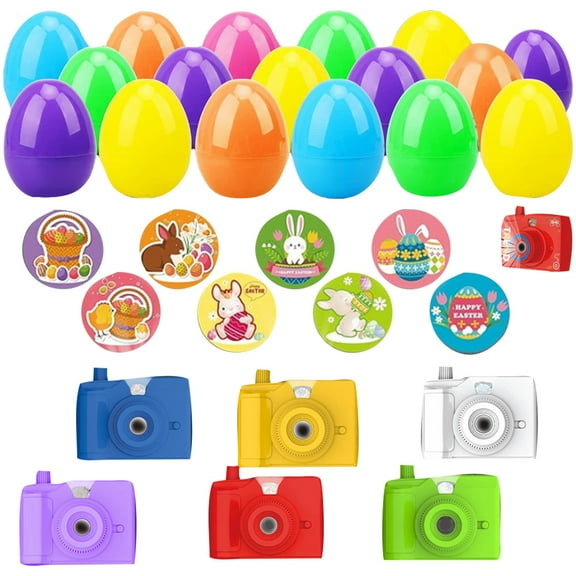24 Pcs Camera Toy Easter Egg Set - 12 Eggs 12 Mini Cameras - DIY Gift Kit - Easter Decor Party Favors Supplies Decorations Ornaments Arts Crafts Gifts Toys Prizes Fillers Stuffers