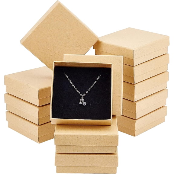 24 Pcs Cardboard Jewelry Boxes 3.543.54x1.18 Square Cardboard Box Paper Kraft Paper Gift Packaging Box for Christmas Festival Present Storage Burlywood Mixed Color 24pcs