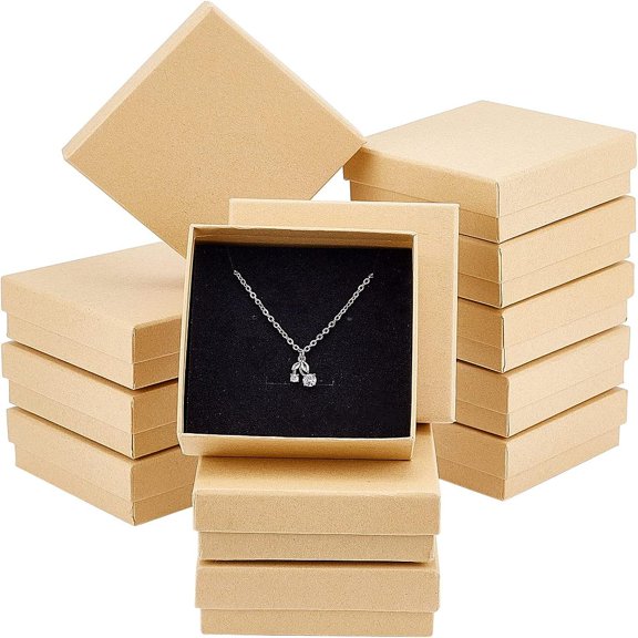 24 Pcs Cardboard Jewelry Boxes 3.543.54x1.18 Square Cardboard Box Paper Kraft Paper Gift Packaging Box Christmas Festival Present Storage