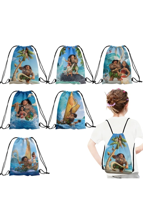 24 Pcs Cartoon Print Drawstring Backpack, Lightweight Sports Sackpack for Daily Use, Travel, and Birthday Party Decorations 27x34cm