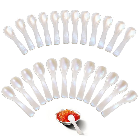 24 Pcs Caviar Spoon Shell Spoon for Ice Cream Sauce Egg Coffee Serving Utensils for Kitchen Restaurant