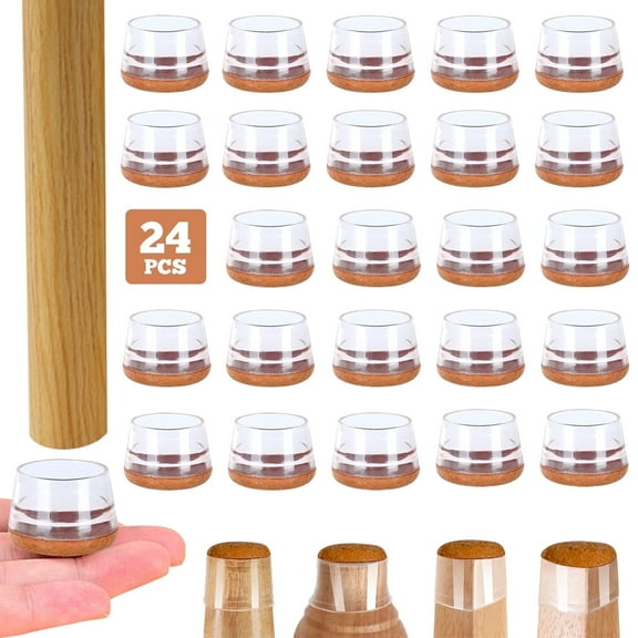 24 Pcs Chair Leg Floor Protectors for Hardwood Floors Silicone Covers to Protect Wood Tile Floors Scratches Felt Pads Furniture Leg Caps