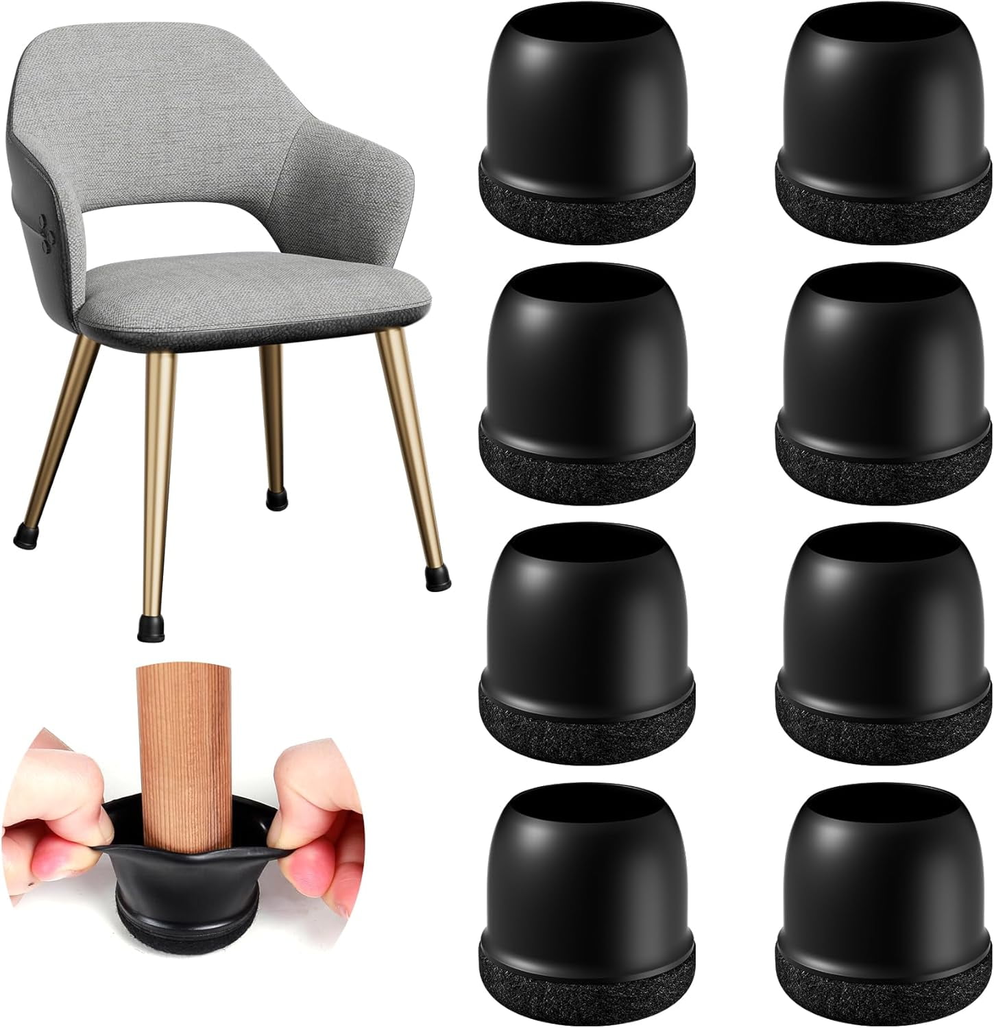 24 Pcs Chair Leg Protectors for Hardwood Floors, Silicone Felt ...