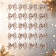 thumbnail image 1 of 24 Pcs Champagne Glitter Ribbon Bows, Hanging Christmas Ornaments for Tree, Wreath & Xmas Home Party Decor, 1 of 6
