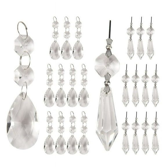 24 Pcs Chandelier Crystal Prisms Pendants Set 38 mm Clear Teardrop Icicle Crystals Parts Replacement